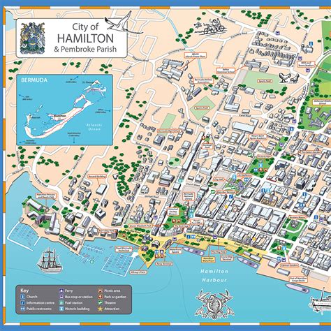 map of downtown hamilton bermuda.